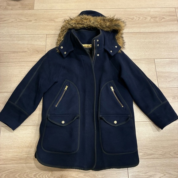 J. Crew Jackets & Blazers - J. Crew Women’s Summit Parka Italian Stadium Cloth Wool Navy Size 2P Petite
